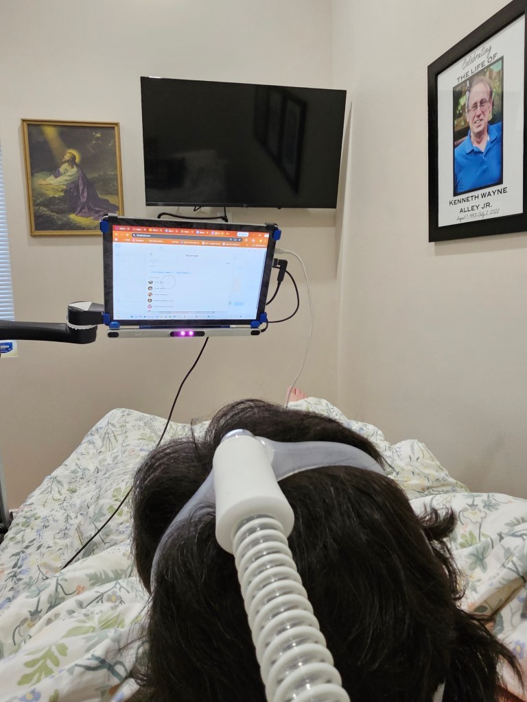 This is me and how I communicate with ALS as a Triplegic (I can use a few fingers and my right arm a little. I am basically a quadriplegic. Sal